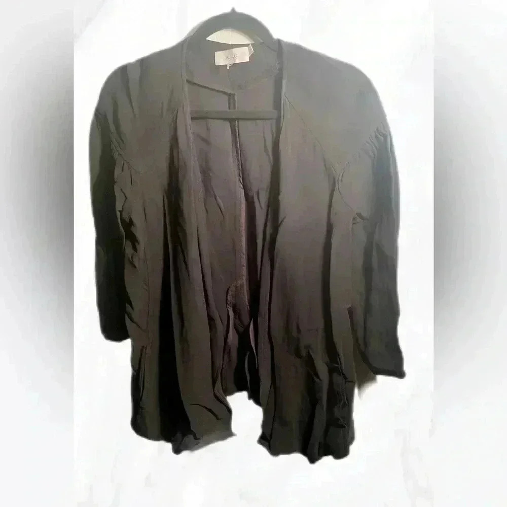 A.L.C casual black gathered sleeve 2 pocket trendy lightweight shrug  jacket 8